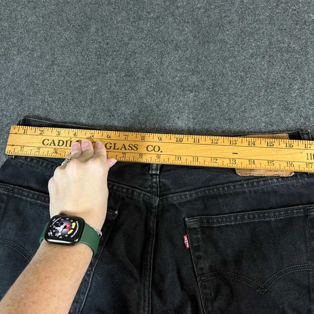 Levis 505 Regular Fit Black Denim Jeans Mens 36x32 Straight Leg Cotton Pants